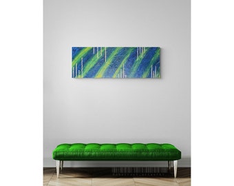 Textured Abstract Acrylic Painting: Borealis Australis, 12x36 Ready to Hang