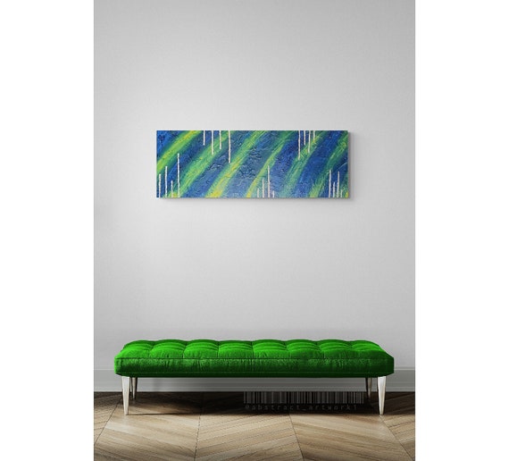 12"×36"×1.5"- Borealis, Australis Maybe large textured abstract acrylic painting  on canvas Ready-to-hang abstract art painting decor