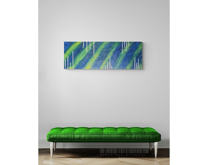 12"×36"×1.5"- Borealis, Australis Maybe large textured abstract acrylic painting  on canvas Ready-to-hang abstract art painting decor