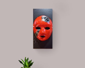 3D Mask Acrylic Painting: Textured Abstract Canvas Wall Art (7x14)