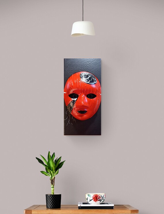 Mask On canvas artwork 3D abstract textured painting wall art decor acrylic paint wall hangings