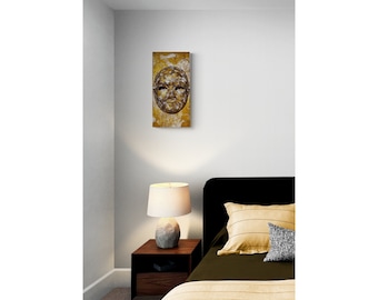 3D Mask Painting On Canvas: Textured Abstract Acrylic Wall Art (7x14)