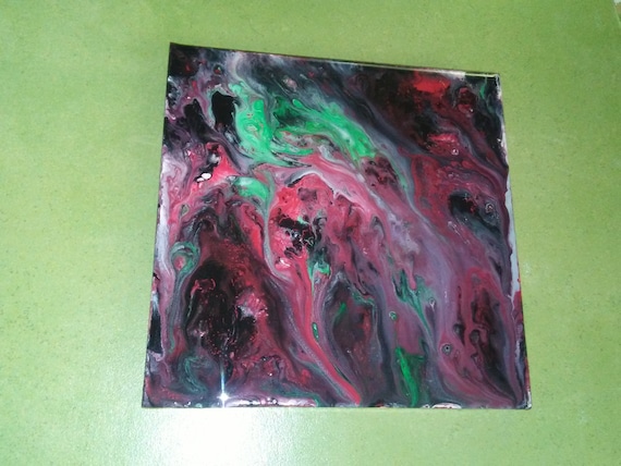 8"×8" Poured acrylics on ceramic tile