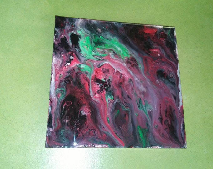 8"×8" Poured acrylics on ceramic tile