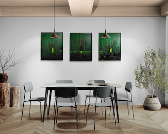 Red Pill Blue Pill Canvas Art: 3-Piece Abstract Acrylic Painting
