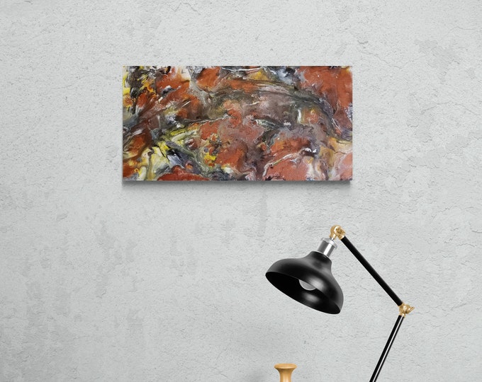 Original Abstract Painting Unframed Artwork Ready-to-hang Abstract Painting Untitled 10"×20" fluid acrylics on stretched canvas artwork