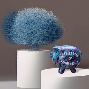 Ceramic Piggy Bank- Small acrylic hand painted abstract piggy bank. Ceramic art, home decor Unique affordable gift ideas Abstract Artwork