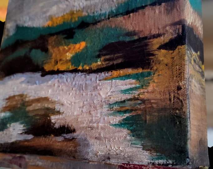 Prairie Lake Painting: Original Textured Abstract Landscape Art (8x10)