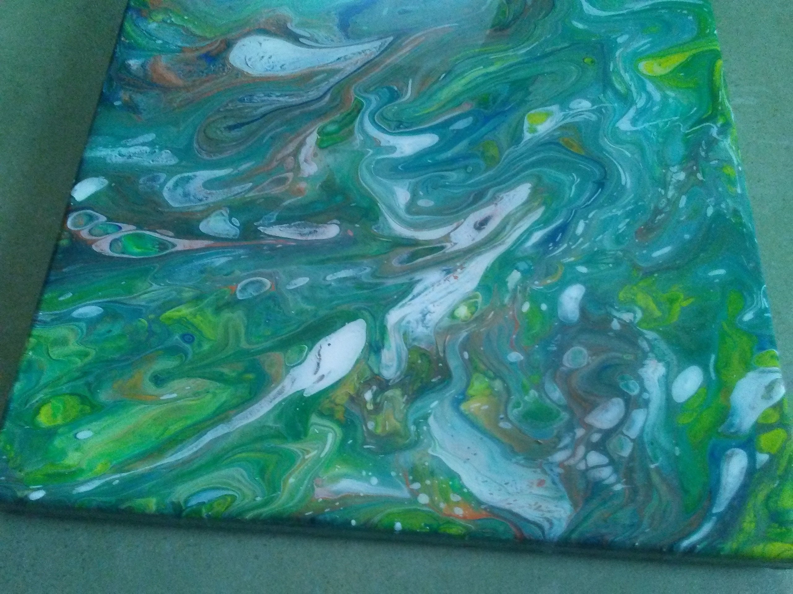 8×8 Poured acrylics on ceramic tile