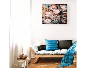 Textured Abstract Acrylic Painting: Modern Home Office Decor (16x20)