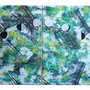 Moon Phase Abstracture-4pc Canvas Abstract Art Painting Set Quadriptych set Ready-to-hang Artwork Original Abstract Painting Acrylic Art image 2