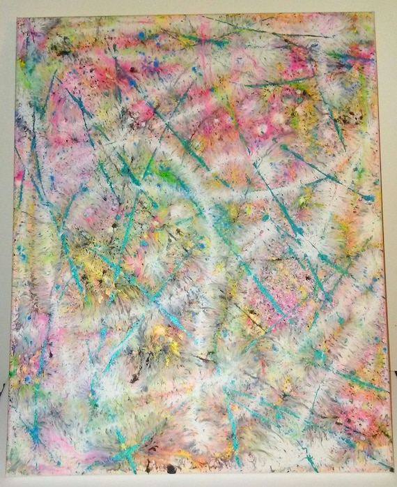 16"×20"- Color Mist, abstract painting, colorful art, bright colors, splatter art, abstract art