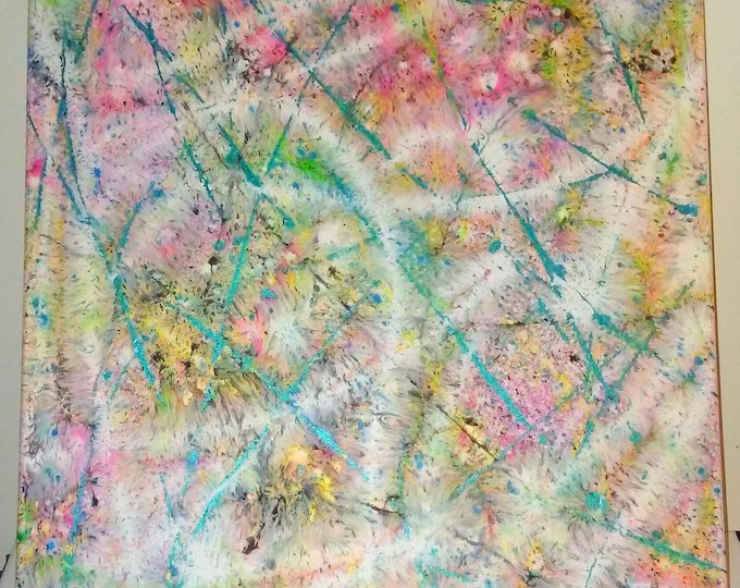 16"×20"- Color Mist, abstract painting, colorful art, bright colors, splatter art, abstract art