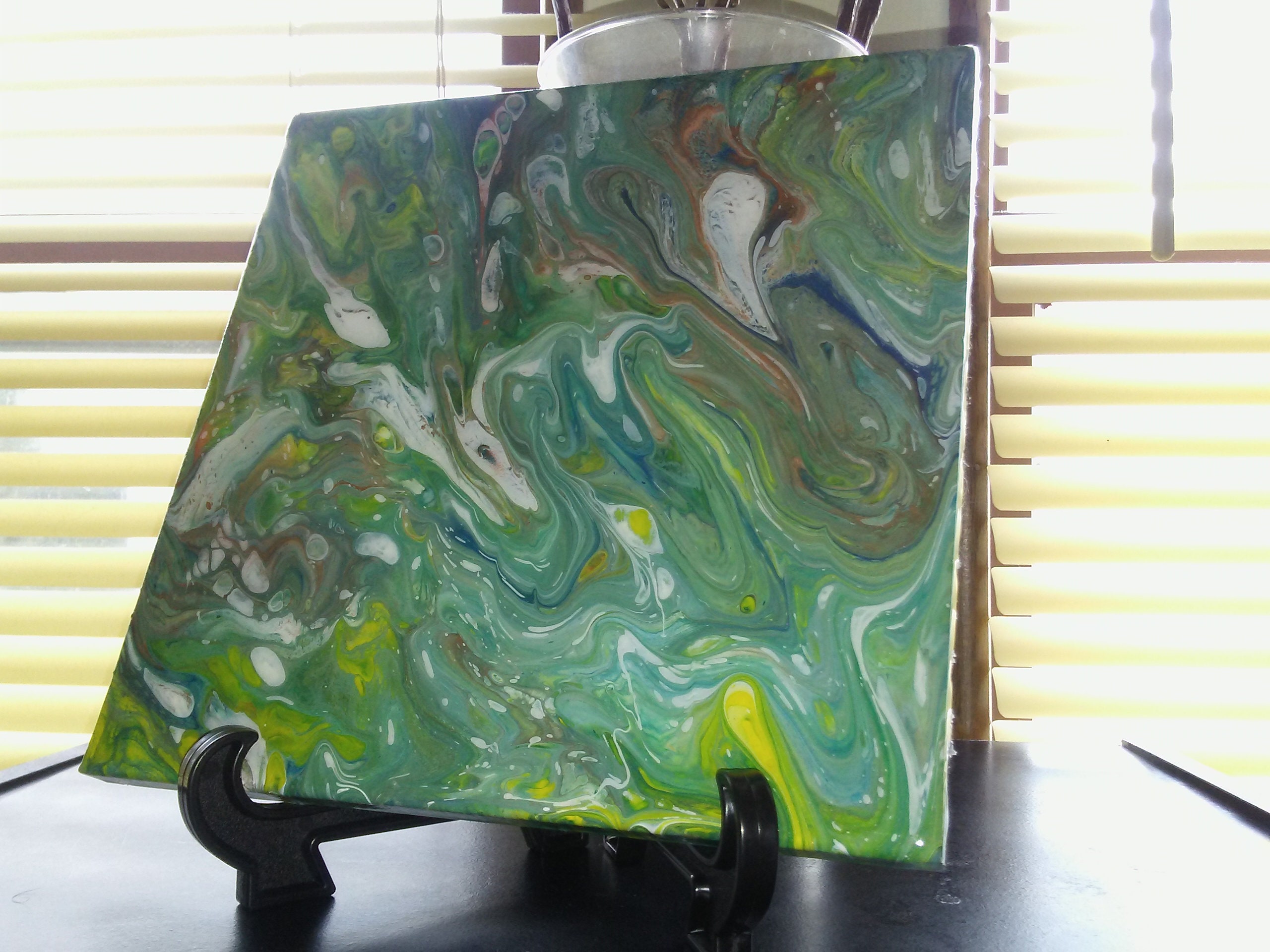 8×8 Poured acrylics on ceramic tile