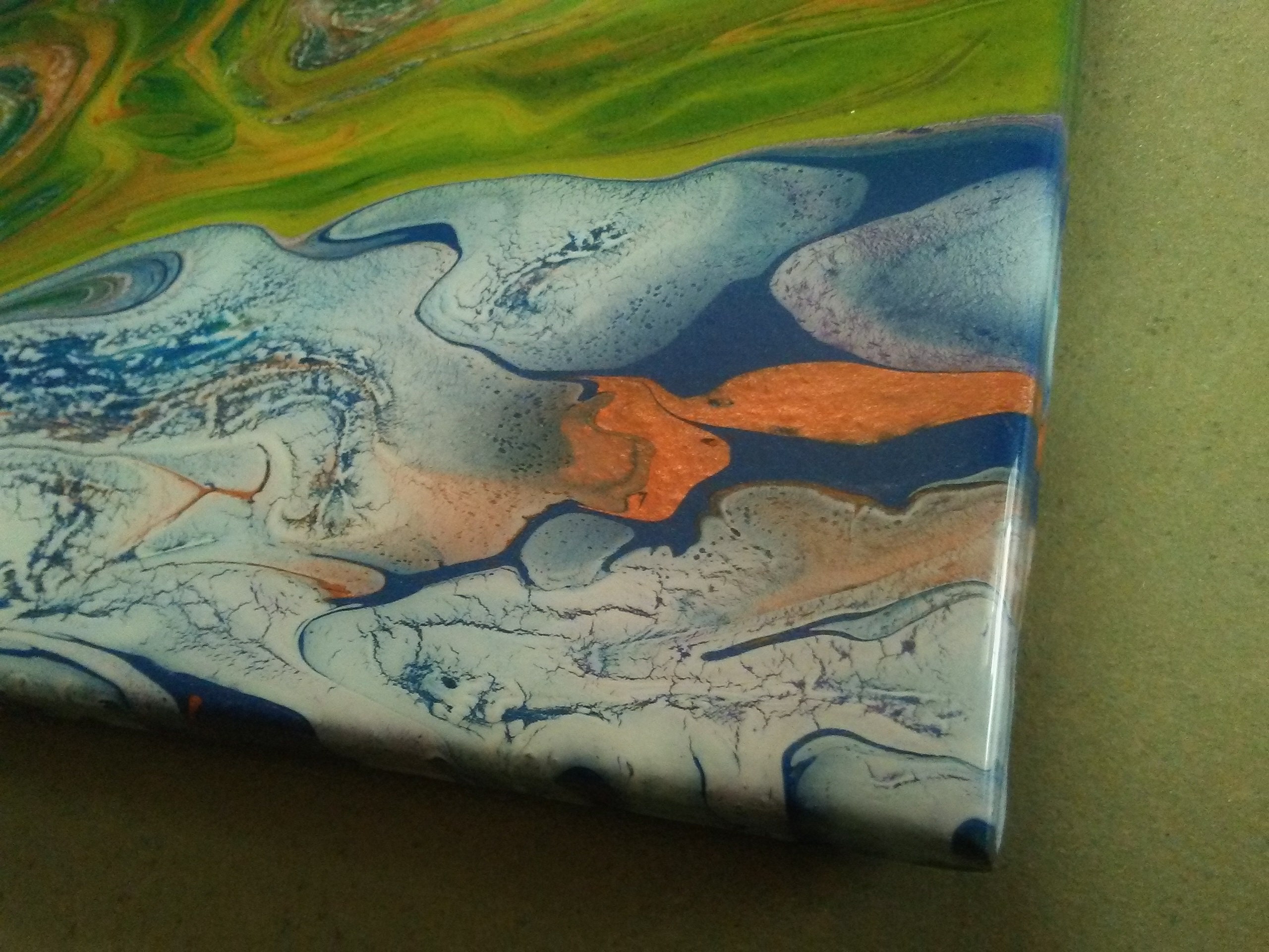 8×8 Poured acrylics on ceramic tile