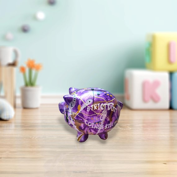 Ceramic Piggy Bank- Small acrylic hand painted abstract piggy bank. Ceramic art, home decor Unique affordable gift ideas Abstract Artwork