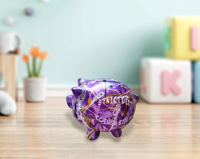 Ceramic Piggy Bank- Small acrylic hand painted abstract piggy bank. Ceramic art, home decor Unique affordable gift ideas Abstract Artwork