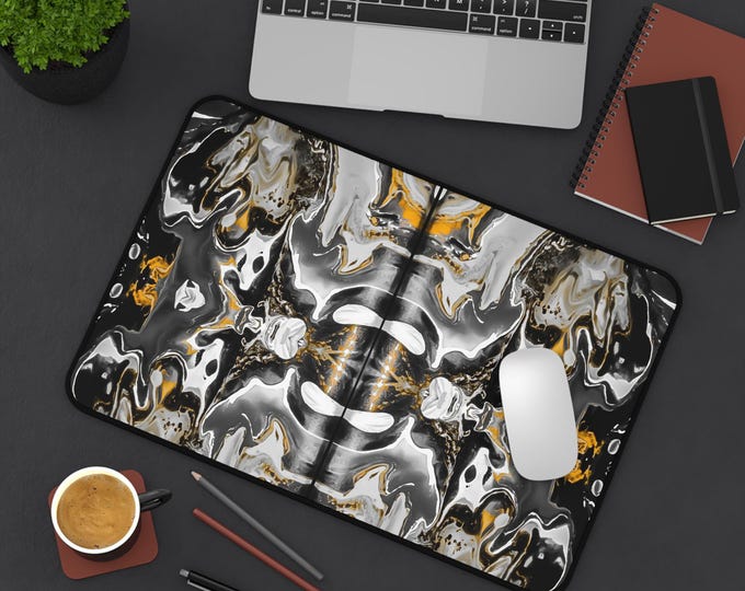Abstract Marble Desk Mat: Neoprene Workspace Decor