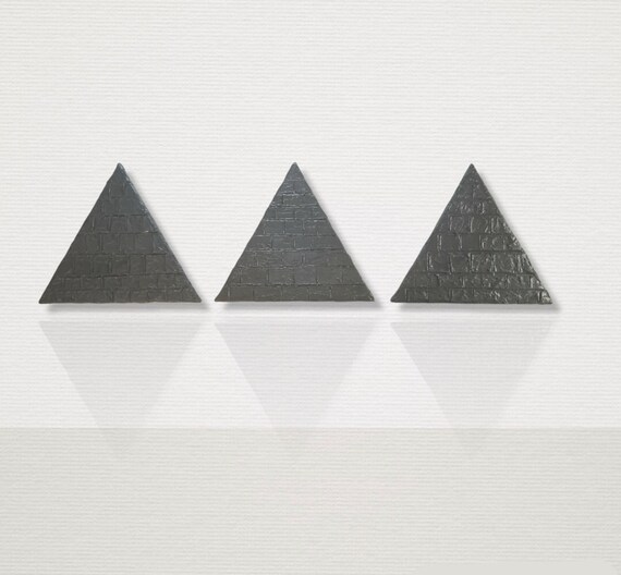 Pyramids- Grey Triangle Triptych Canvas Art 3pc set