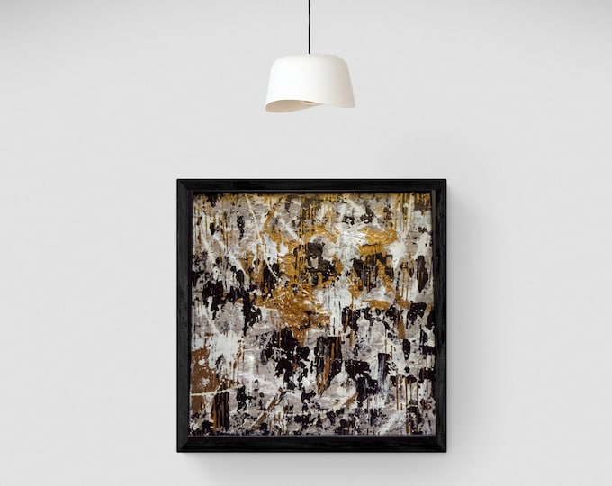 12"×12" Framed Original Textured Acrylic Painting Untitled Abstract Artwork On Stretched Canvas Frame Included Ready To Hang Wall Art decor
