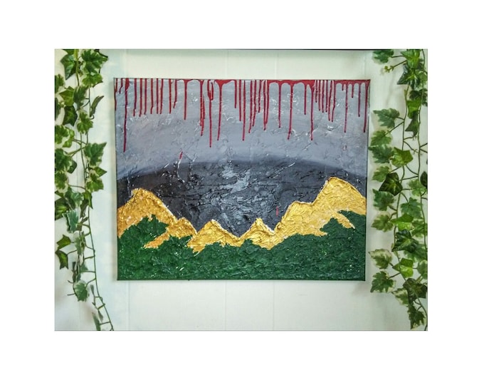 Afadjato- Mountain paintings, textured artwork, gallery canvas artwork, Ghana art, wall decor, home decor, art, art decor, original artwork