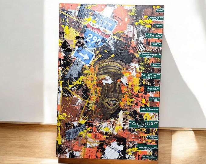 My Side- 24"×36" ×1" Large Acrylic painting on stretched canvas. Chicago Westside Theme Artwork.