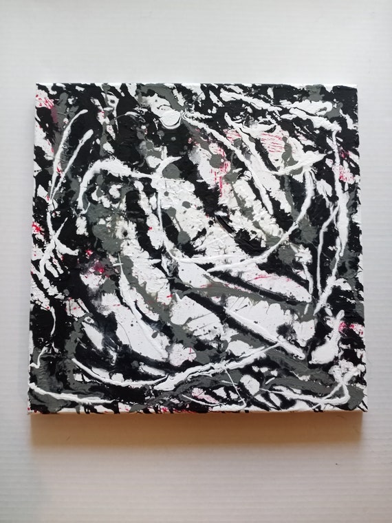 Textured Original Abstract Painting 14"×14" Splatter Art Matte Acrylic Colors