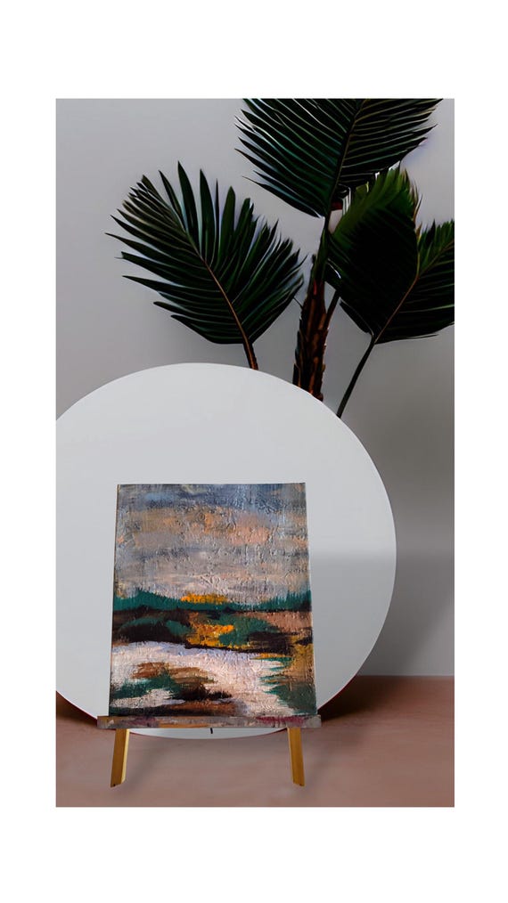 Prairie Lake- 8"×10" ×1.5" Original Abstract landscape acrylic painting on deep edge canvas Wall art decor Textured Abstract painting Art