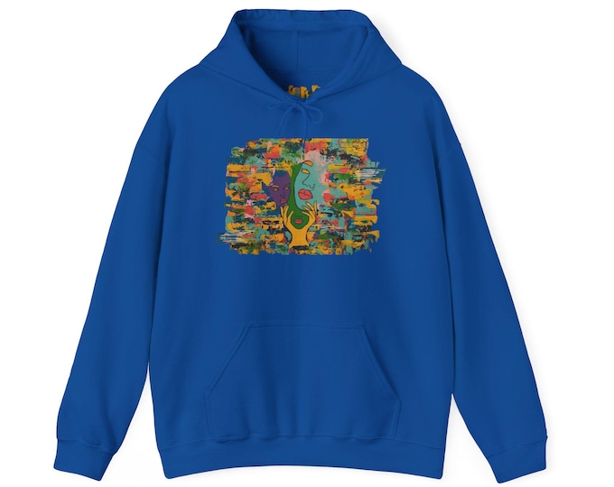 Vibrant Art Design Hooded Sweatshirt: Cozy Cotton-Poly Blend