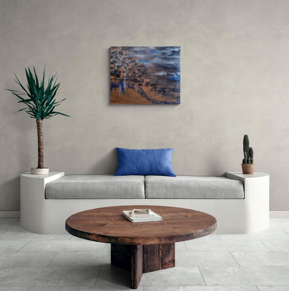 16"×20" ×0.5" Autumn Falls- Original abstract acrylic painting, ready to hang for your home or office decor. Unframed textured art deco.