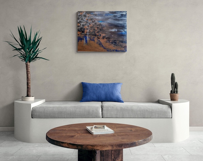 16"×20" ×0.5" Autumn Falls- Original abstract acrylic painting, ready to hang for your home or office decor. Unframed textured art deco.