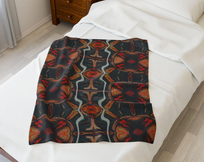 Abstract Velveteen Plush Blanket: Cozy Bohemian Throw Blanket
