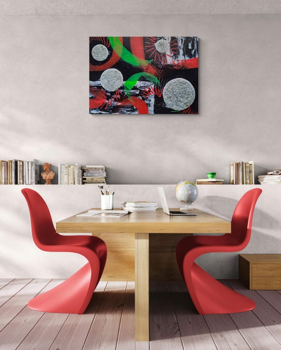 18"×24" Original Abstract Painting acrylics on stretched canvas Crushed glass textured artwork Florescent Art Painting Home Decor Artwork
