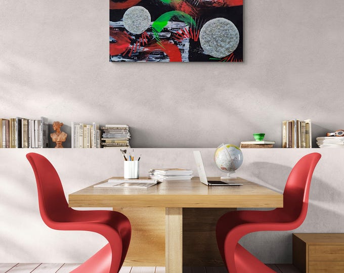 18"×24" Original Abstract Painting acrylics on stretched canvas Crushed glass textured artwork Florescent Art Painting Home Decor Artwork