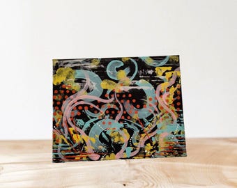 Textured Abstract Acrylic Painting: Colorful Small Art on Canvas (8x10)