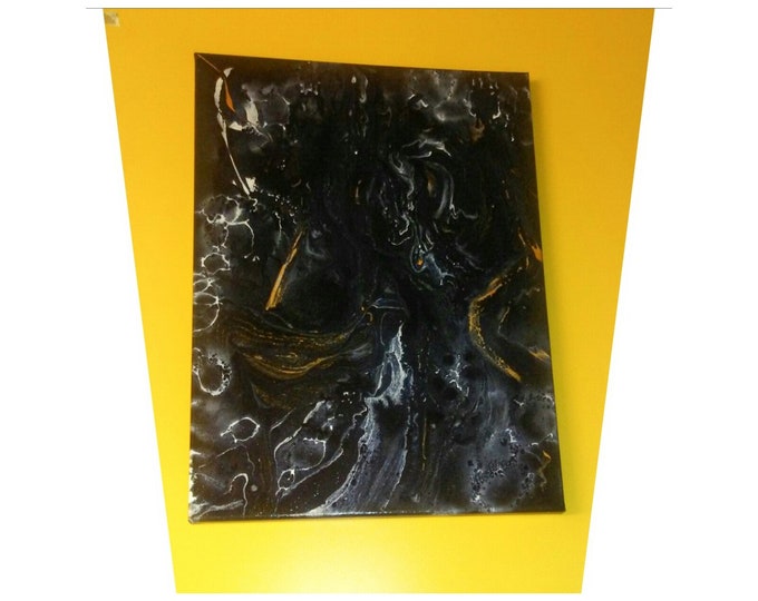 Black Abstraction, fluid paintings, abstract expressionism, abstract painting, original painting