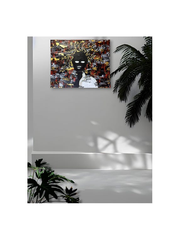 Man Amongst The Noise 2- 30"×24"×1" Original Abstract Acrylic Painting On Stretched Canvas Wall Art Decor Large Paintings Ready to Hang Art