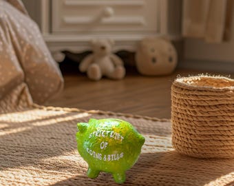 Hand Painted Ceramic Piggy Bank: Abstract Art Home Decor