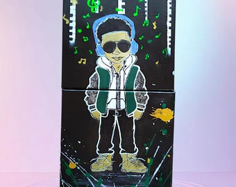The Golden Child Diptych: Original Boy and Music Canvas Art