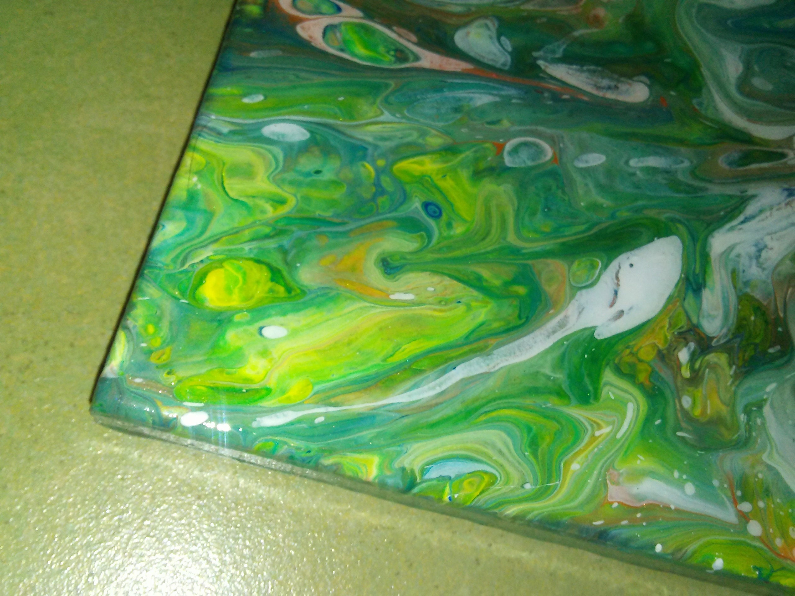 8×8 Poured acrylics on ceramic tile