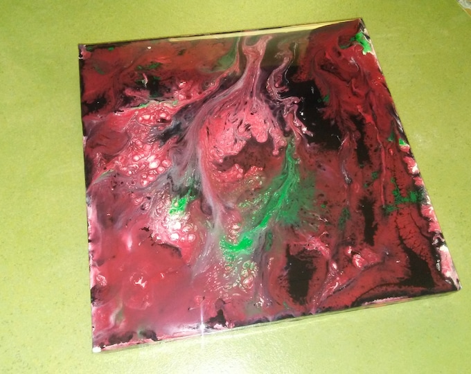 8"×8" Poured acrylics on ceramic tile