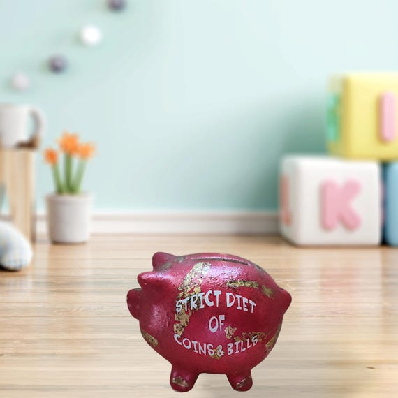 Ceramic Piggy Bank- Small acrylic hand painted abstract piggy bank. Ceramic art home decor Unique affordable gift ideas Abstract Artwork Art
