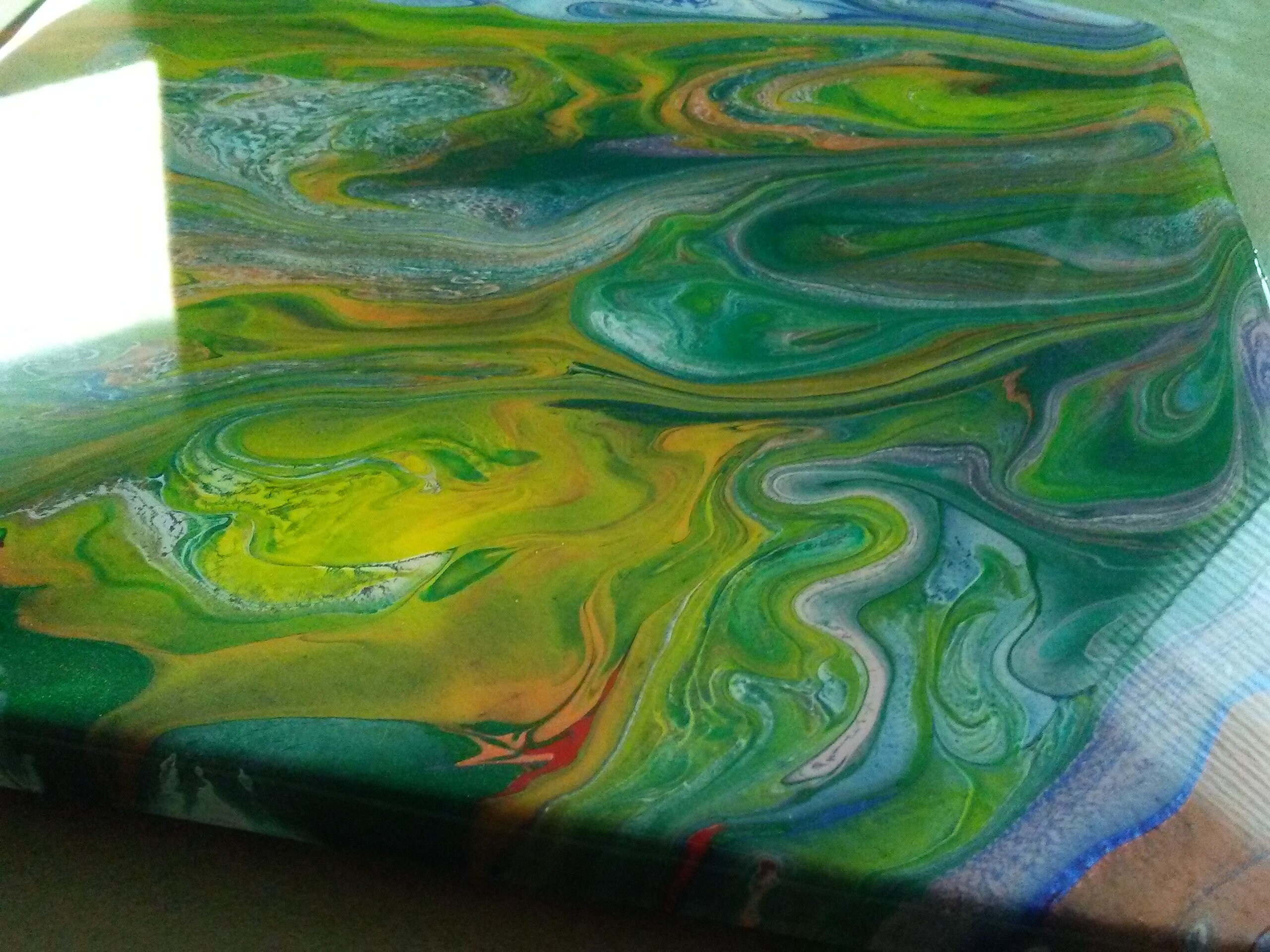 8×8 Poured acrylics on ceramic tile