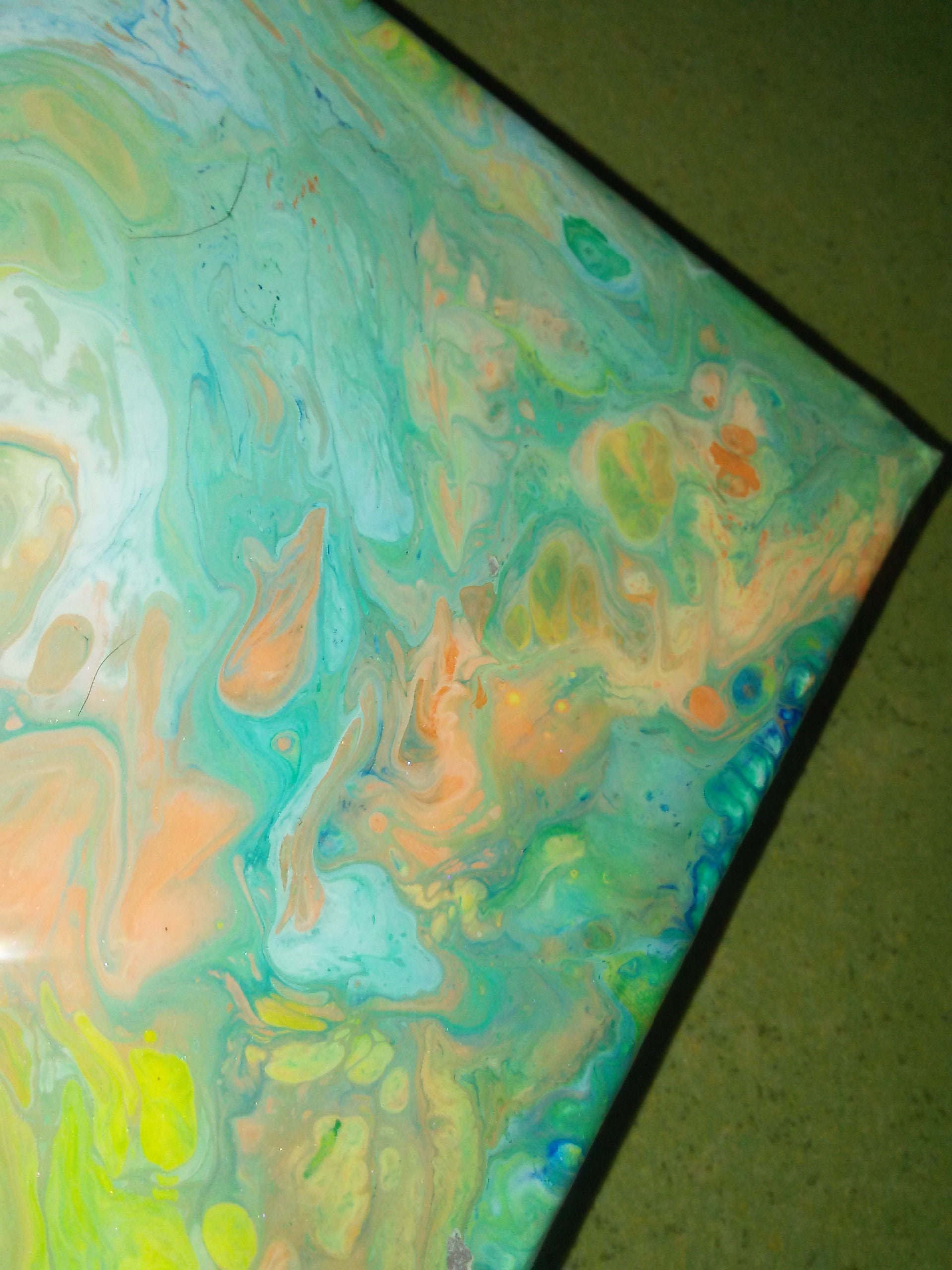 8×8 Poured acrylics on ceramic tile