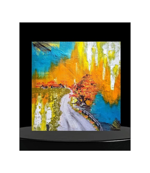 14"×14" Untitled Abstract Landscape Original Acrylic Painting Colorful Textured Artworks Ready To Hang Art Decor No Frame Needed