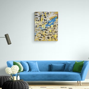 Gold Winter By The Lake- Original Abstract Painting on Stretched Canvas Ready-to-hang