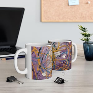 Artistic Ceramic Coffee Mug: Abstract Design, Colorful Kitchen Decor