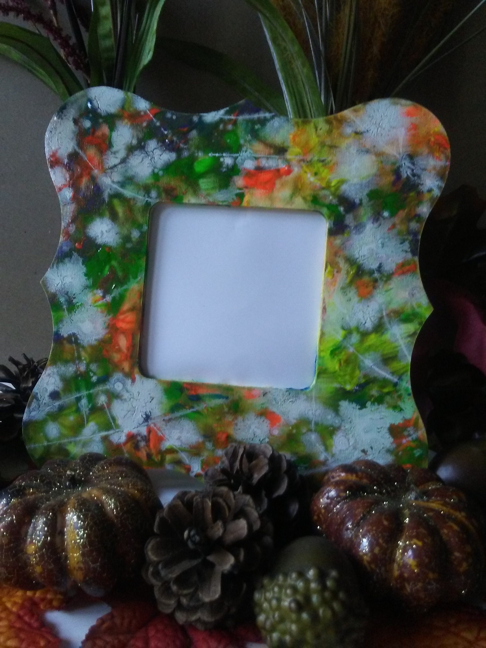 Small Handpainted Abstract Tabletop Picture Frame