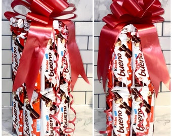 1FT Chocolate Bar Tower Kinder Bueno Bouquet Gift Valentines Birthday Him Her Hamper Xmas Fathers Day Dad Grandad