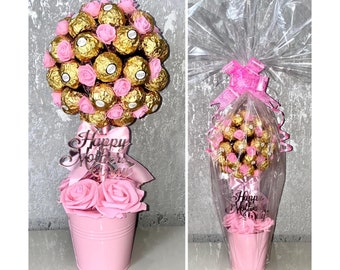 Ferrero rocher chocolate flor rosa dulce árbol arco ramo madres día caja mamá mamá Nanna abuela Nan para su regalo presente cumpleaños único